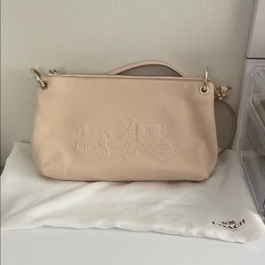 Coach Embossed horse and carriage Charley Peach Leather crossbody Bag